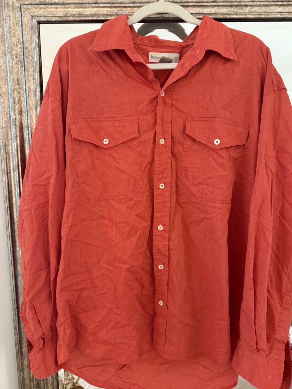 Banana Republic Men’s XL Rust Orange/Red Two-Pocket Shirt